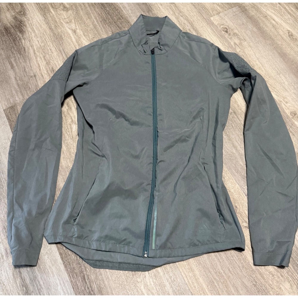 Adidas Women's Gray Energy Running Lightweight Full Zip Jacket Size S